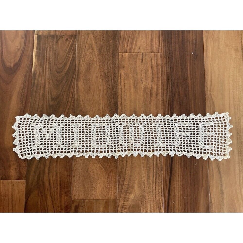 VTG Handmade Crochet MIDWIFE Filet Doily Ecru MINT